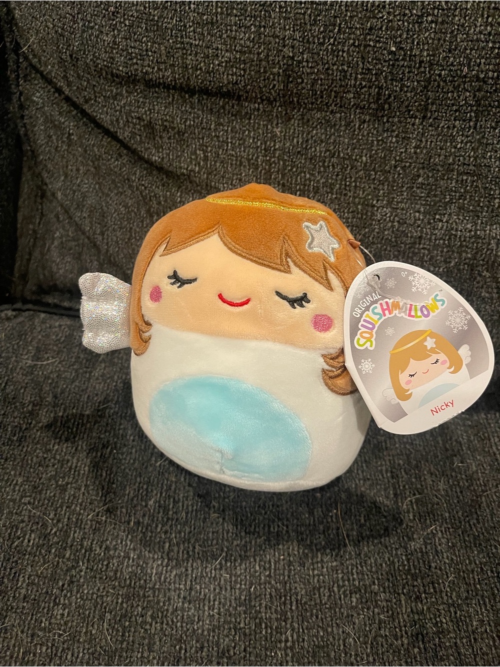Squishmallows Nicky Plush Toy - White & Light Blue